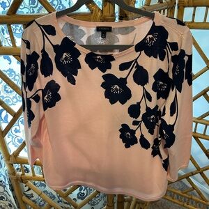 Talbots Pink Sweater with Floral Design